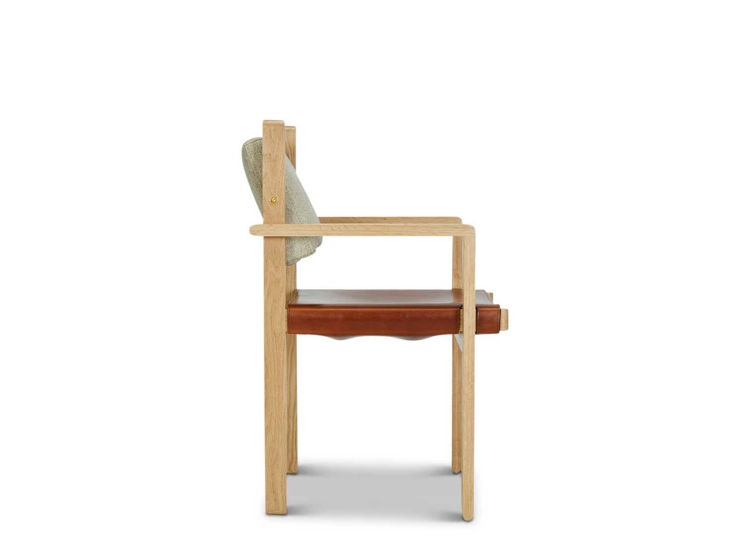 American Oak and Leather Morro Dining Chair by Lawson-Fenning For Sale