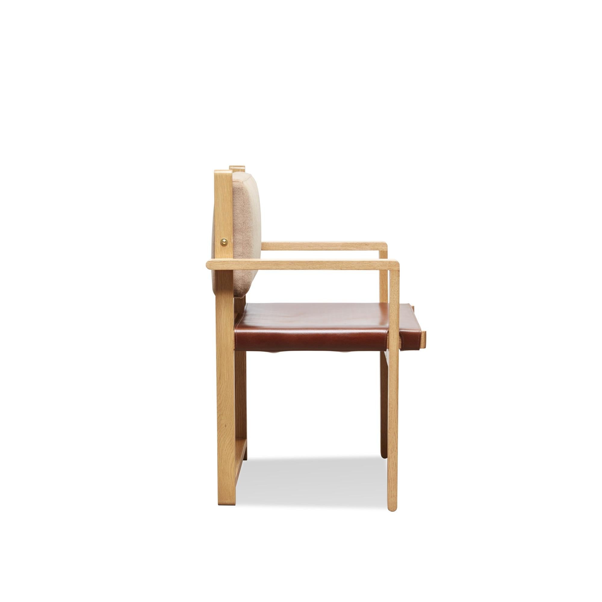 American Oak and Leather Morro Dining Chair by Lawson-Fenning