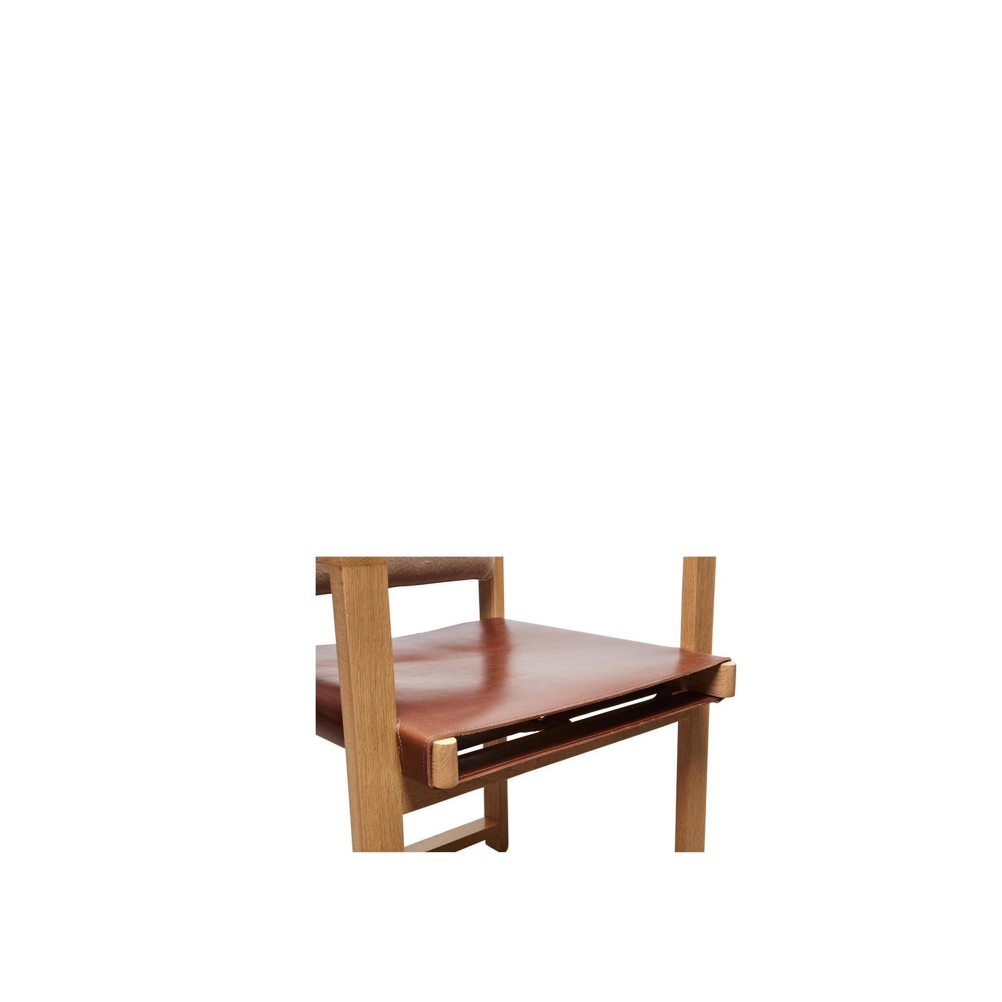 Oak and Leather Morro Dining Chair by Lawson-Fenning In New Condition In Los Angeles, CA