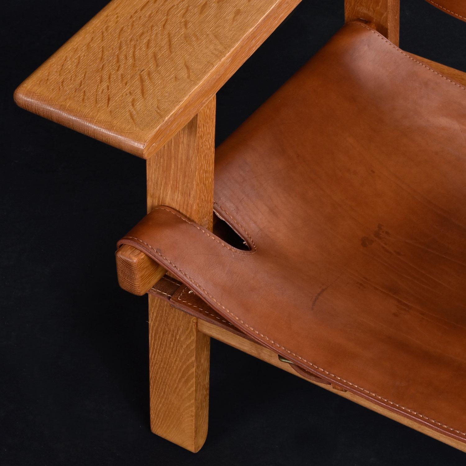 Oak and Leather Original 1970's Børge Mogensen Spanish Chairs 3