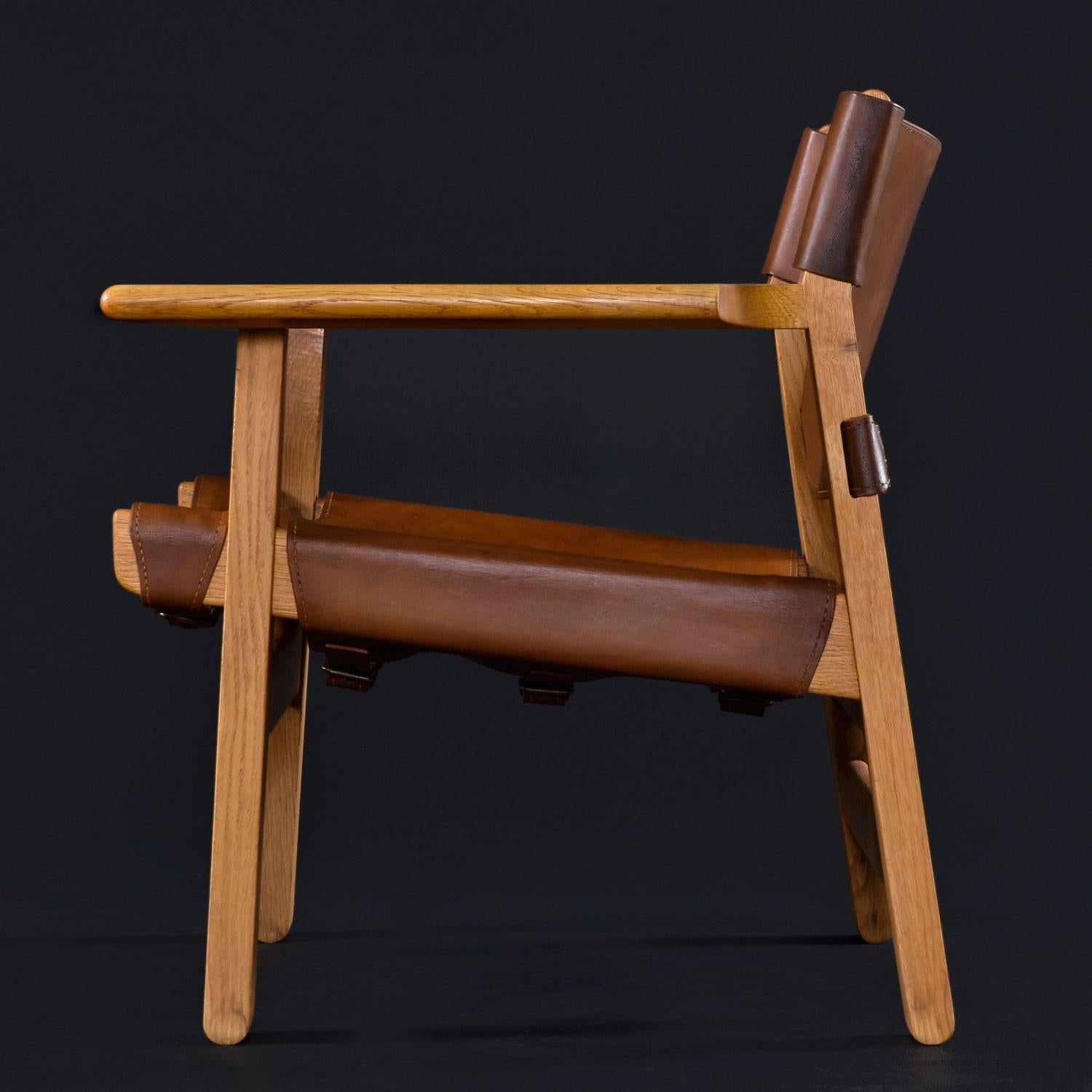 Mid-Century Modern Oak and Leather Original 1970's Børge Mogensen Spanish Chairs