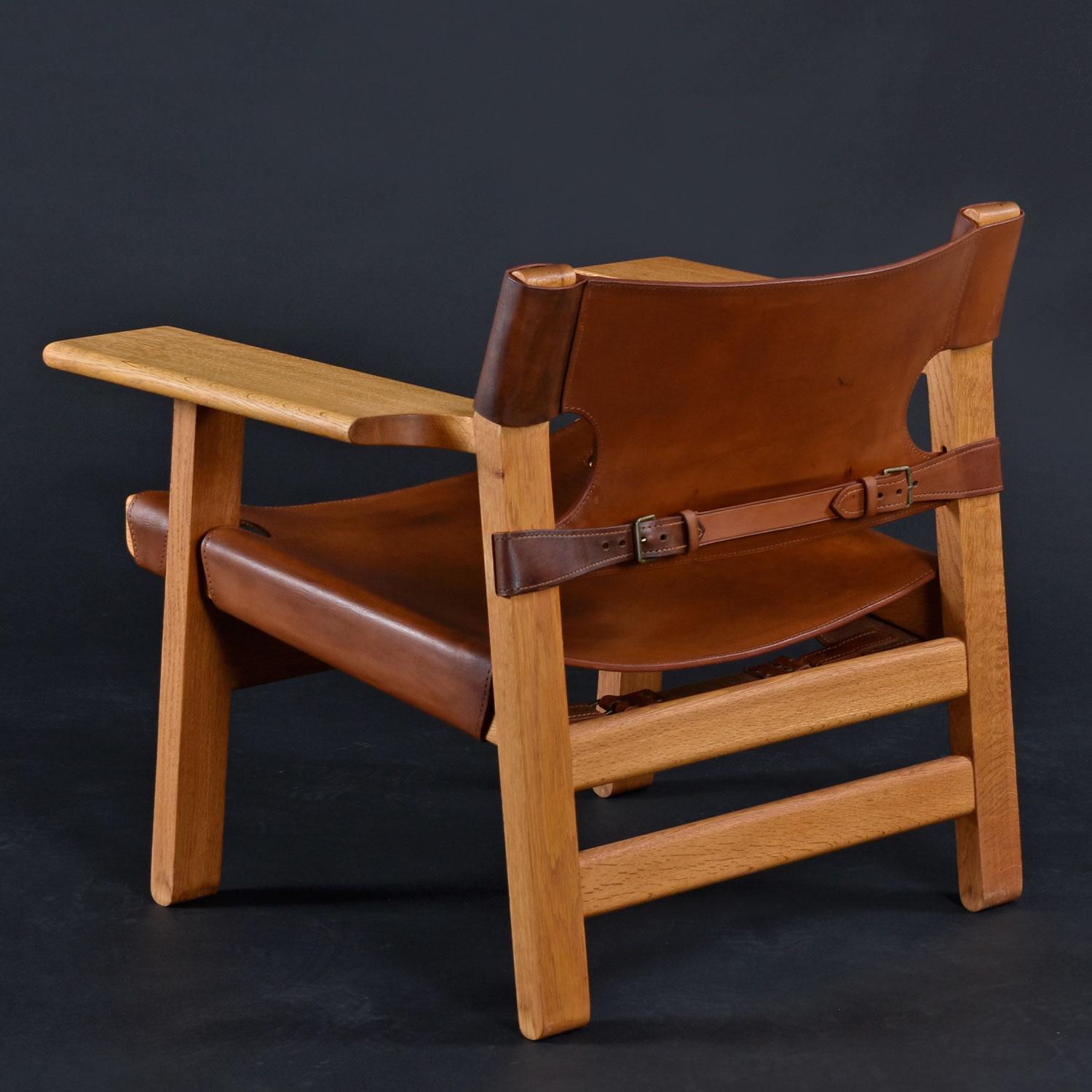 Oak and Leather Original 1970's Børge Mogensen Spanish Chairs For Sale