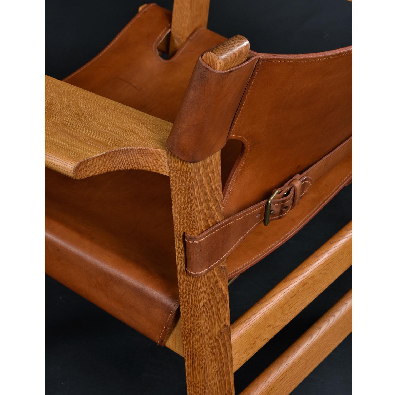 Oak and Leather Original 1970's Børge Mogensen Spanish Chairs 2