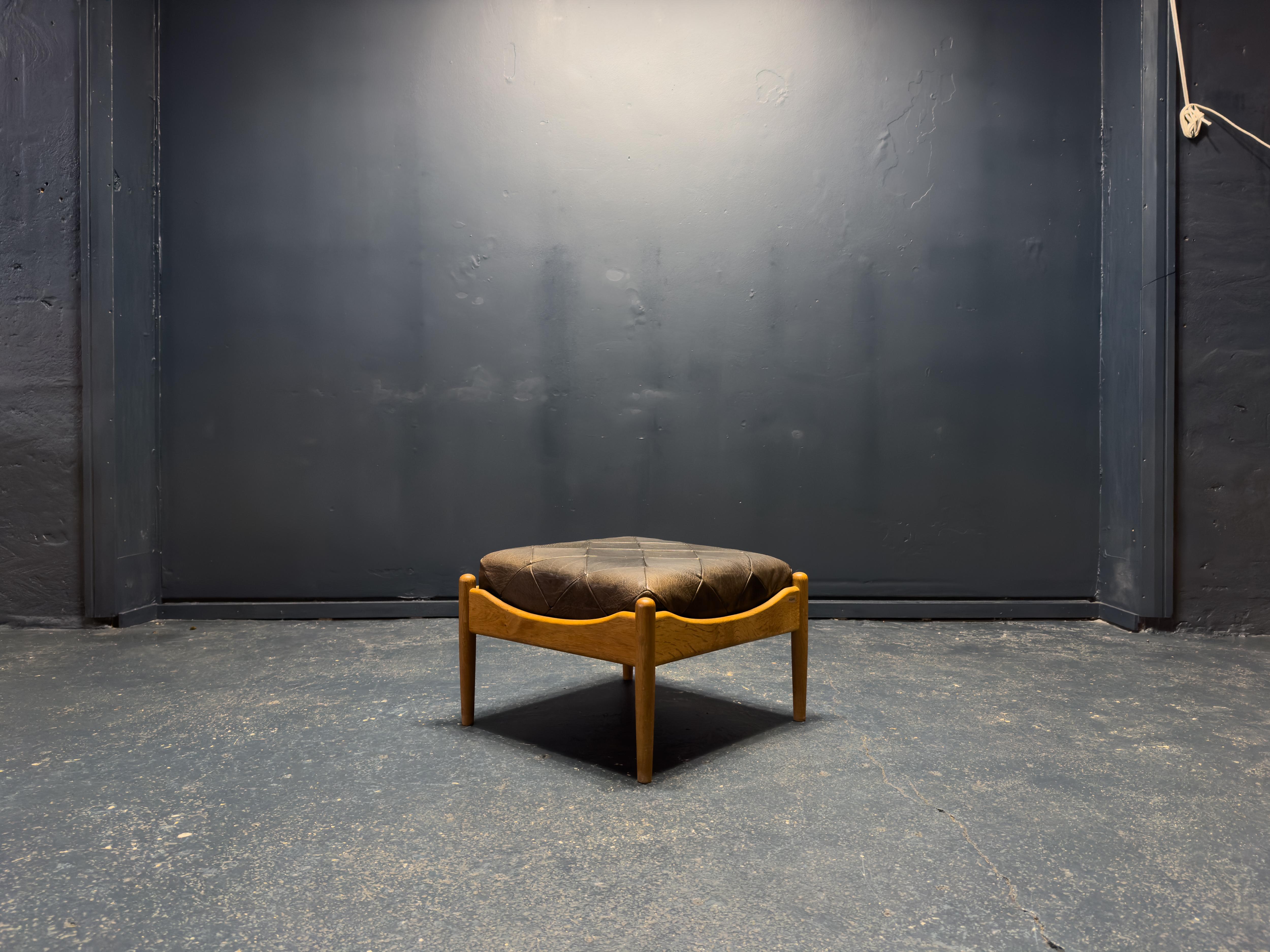Oak and Leather Ottoman Kristian Vedel For Sale 2