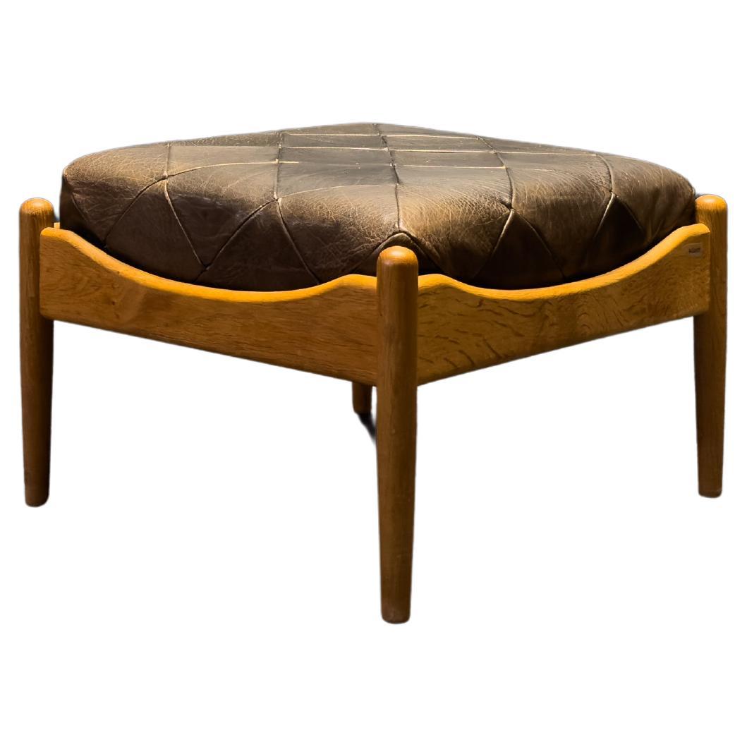 Oak and Leather Ottoman Kristian Vedel For Sale