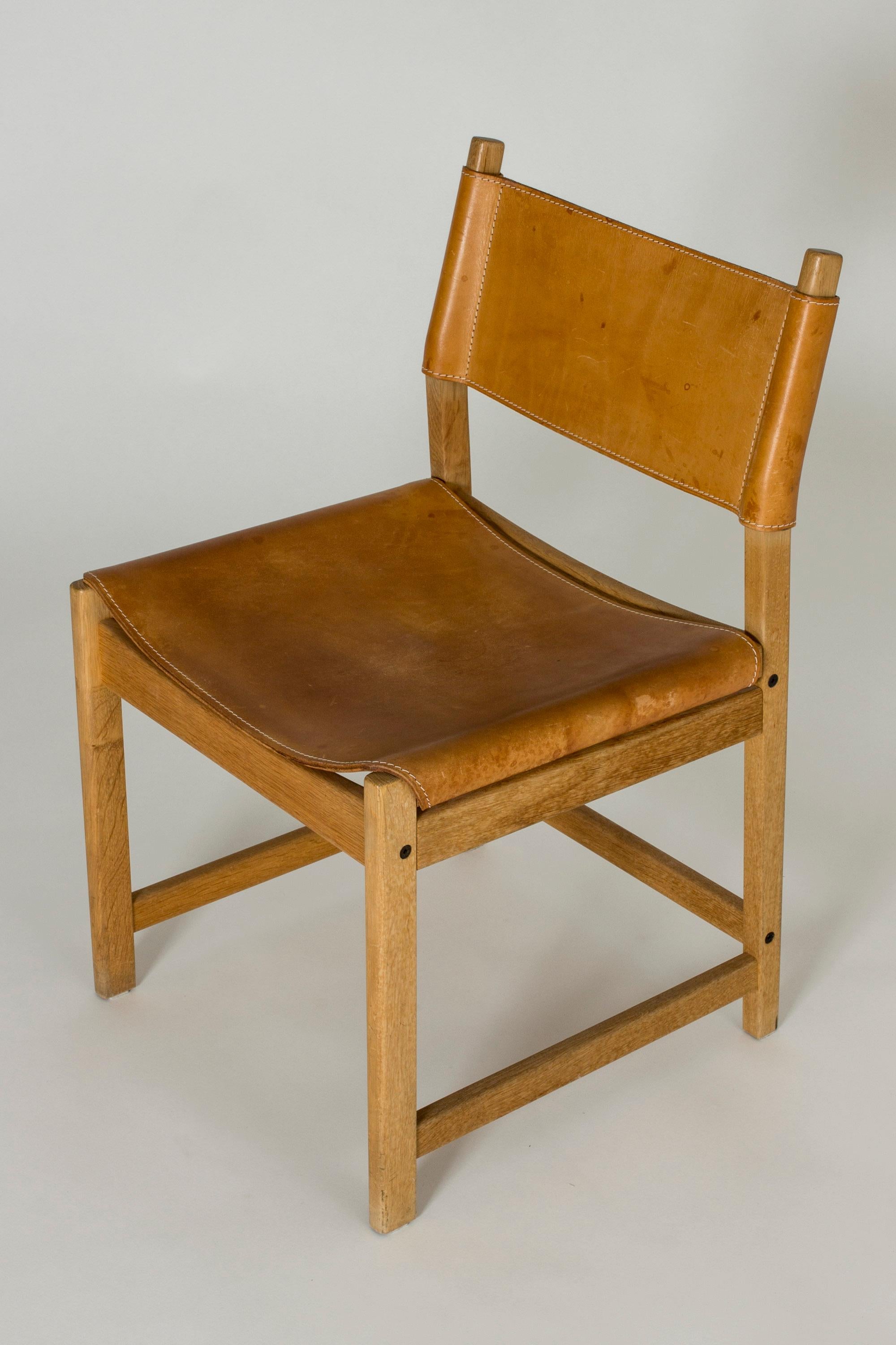 Oak and Leather Side Chair by Kurt Østervig, Sibast, Denmark, 1960s In Good Condition For Sale In Stockholm, SE