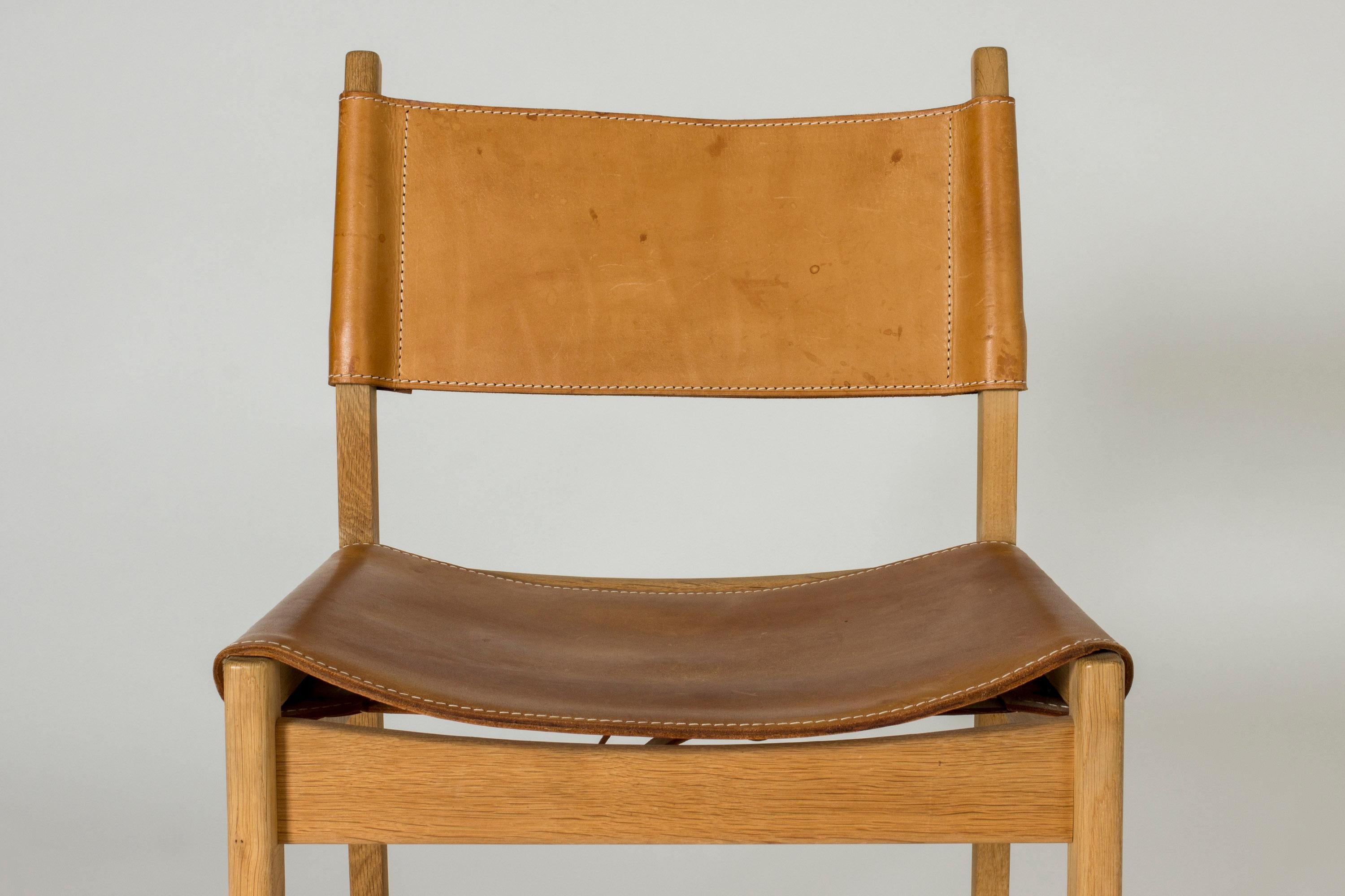 Milieu du XXe siècle Chaise d'appoint en chêne et cuir par Kurt Østervig, Sibast, Danemark, années 1960 en vente