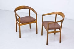Oak and Leather "Tokyo" Chairs by Carl-Axel Acking for Nordiska Kompaniet