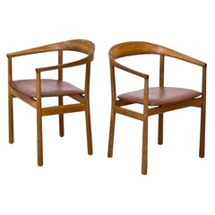 Oak and Leather "Tokyo" Chairs by Carl-Axel Acking for Nordiska Kompaniet