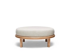 Lawson-Fenning Moreno Ottoman, Linen & Solid Oak, Modern Foot Stool