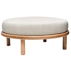 Oak and Linen Moreno Ottoman by Lawson-Fenning