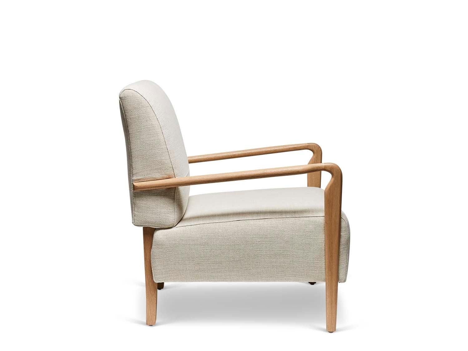 Mid-Century Modern Oak and Linen Niguel Lounge Chair by Lawson-Fenning