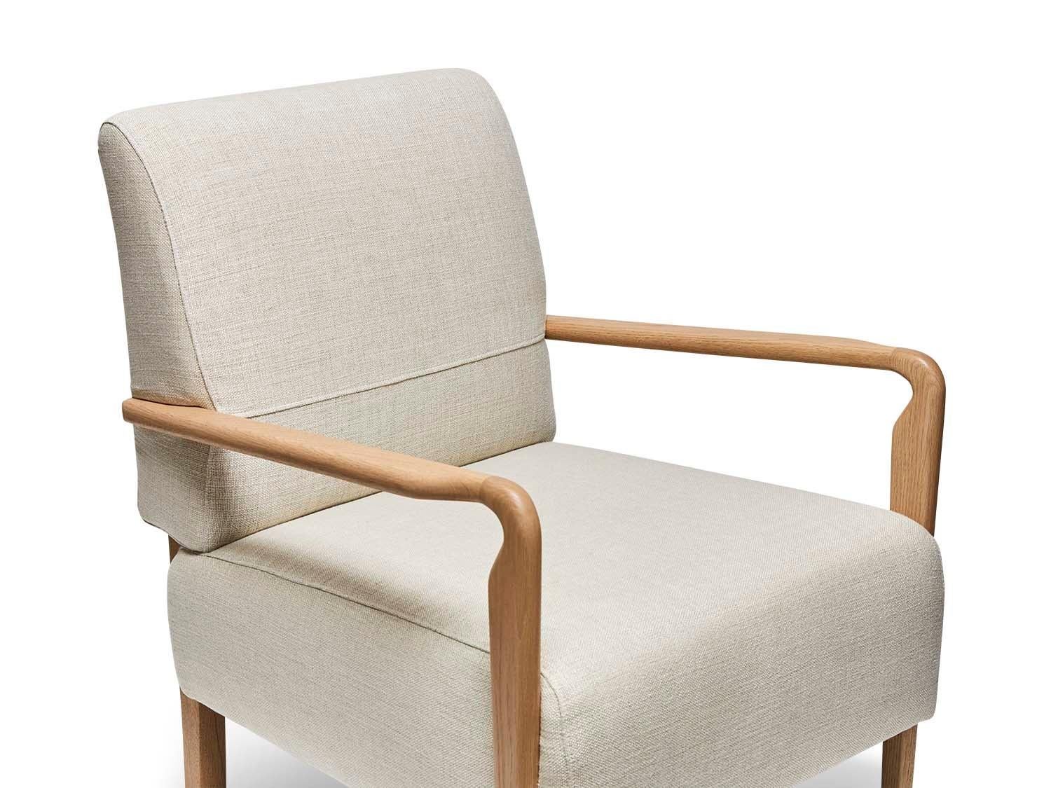 American Oak and Linen Niguel Lounge Chair by Lawson-Fenning