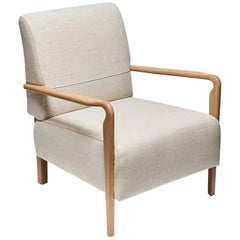 Oak and Linen Niguel Lounge Chair by Lawson-Fenning