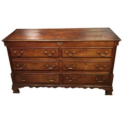Oak and Mahogany George III Period Cross Banded Dower Chest