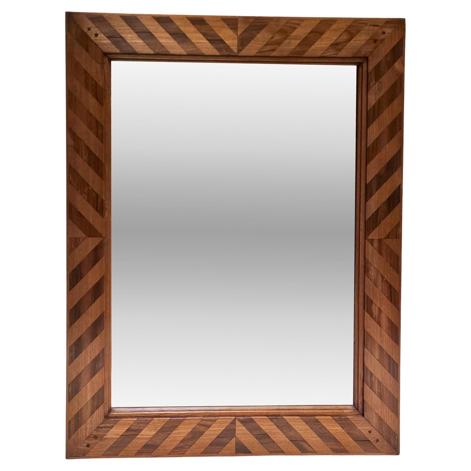 Oak and Mahogany Parquetry Mirror