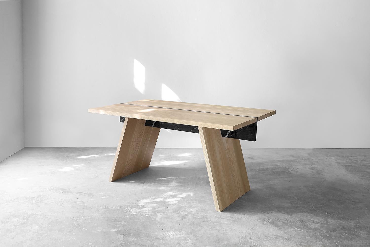 Moderne Laws of Motion Desk in Solid Oak Wood, Home Office Writing Desk by Joel Escalona
