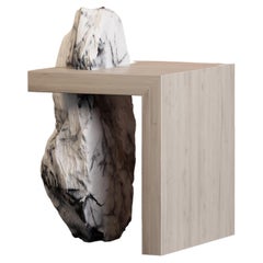 Oak and Marble Side Table
