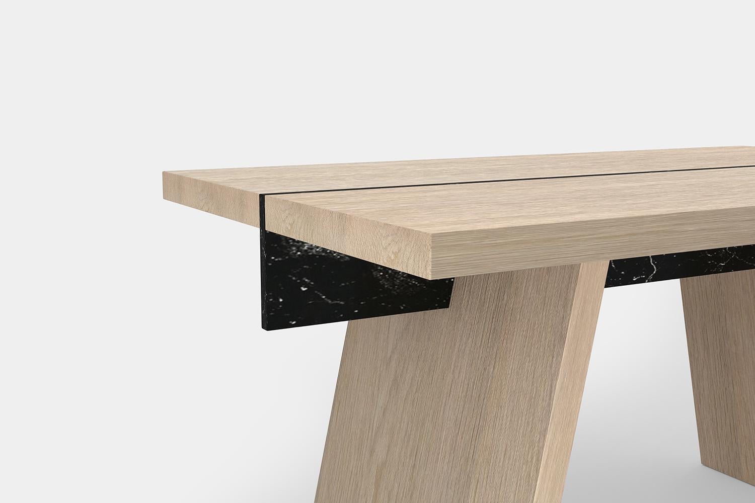 Contemporary Laws of Motion Desk in Solid Oak Wood, Home Office Writing Desk by Joel Escalona