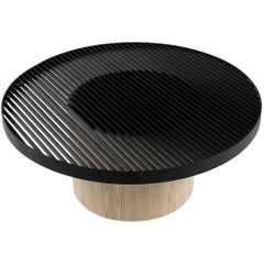 Oak and Metal, Round Auxiliary Table Laws of Motion by Joel Escalona