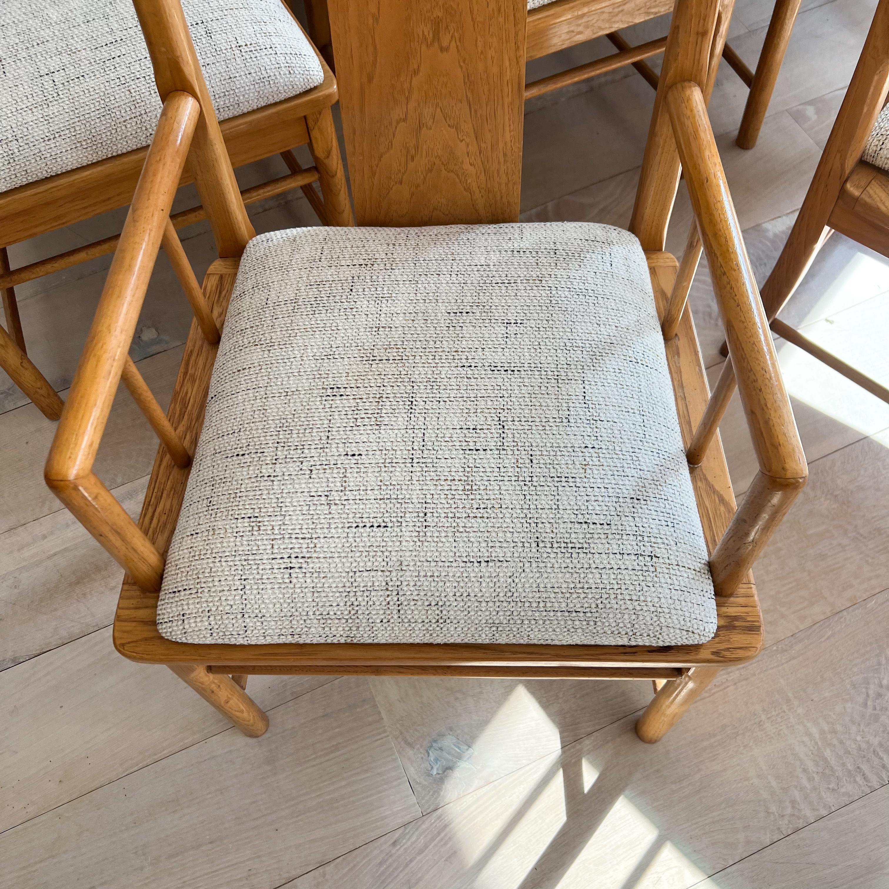 Oak and Olive Burl Dining Table w/ 2 Leaves -  8 Dining Chairs by Thomasville 6