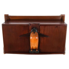 Oak and Padouk Art Deco Amsterdamse School Penguin Wall Cabinet, 1920s