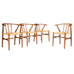 Oak and Papercord Armchairs or Dining Chairs, Denmark 1960s.  