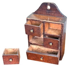 Oak and Pine 19th Century Wall Hanging Spice Box