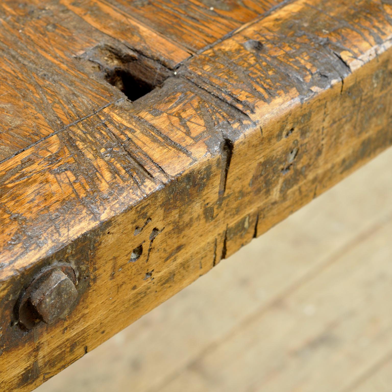 Oak and pine Carpenter’s Workbench, circa 1900 For Sale 9