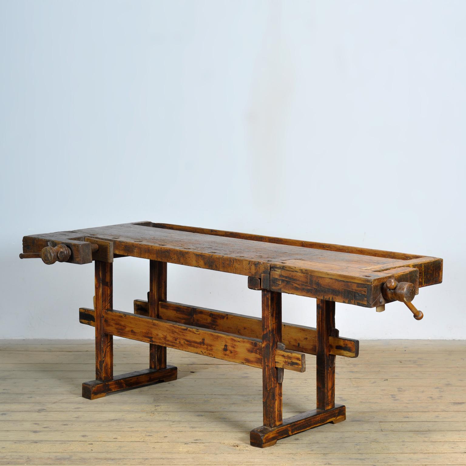 Industrial Oak and pine Carpenter’s Workbench, circa 1900 For Sale