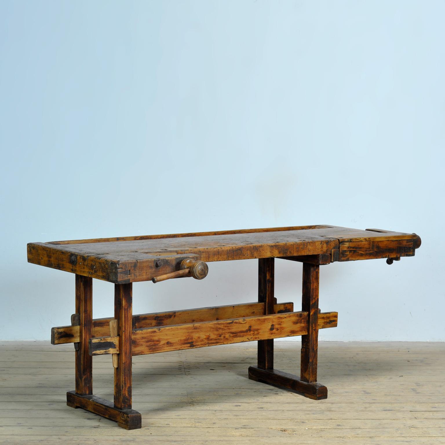 Hungarian Oak and pine Carpenter’s Workbench, circa 1900 For Sale