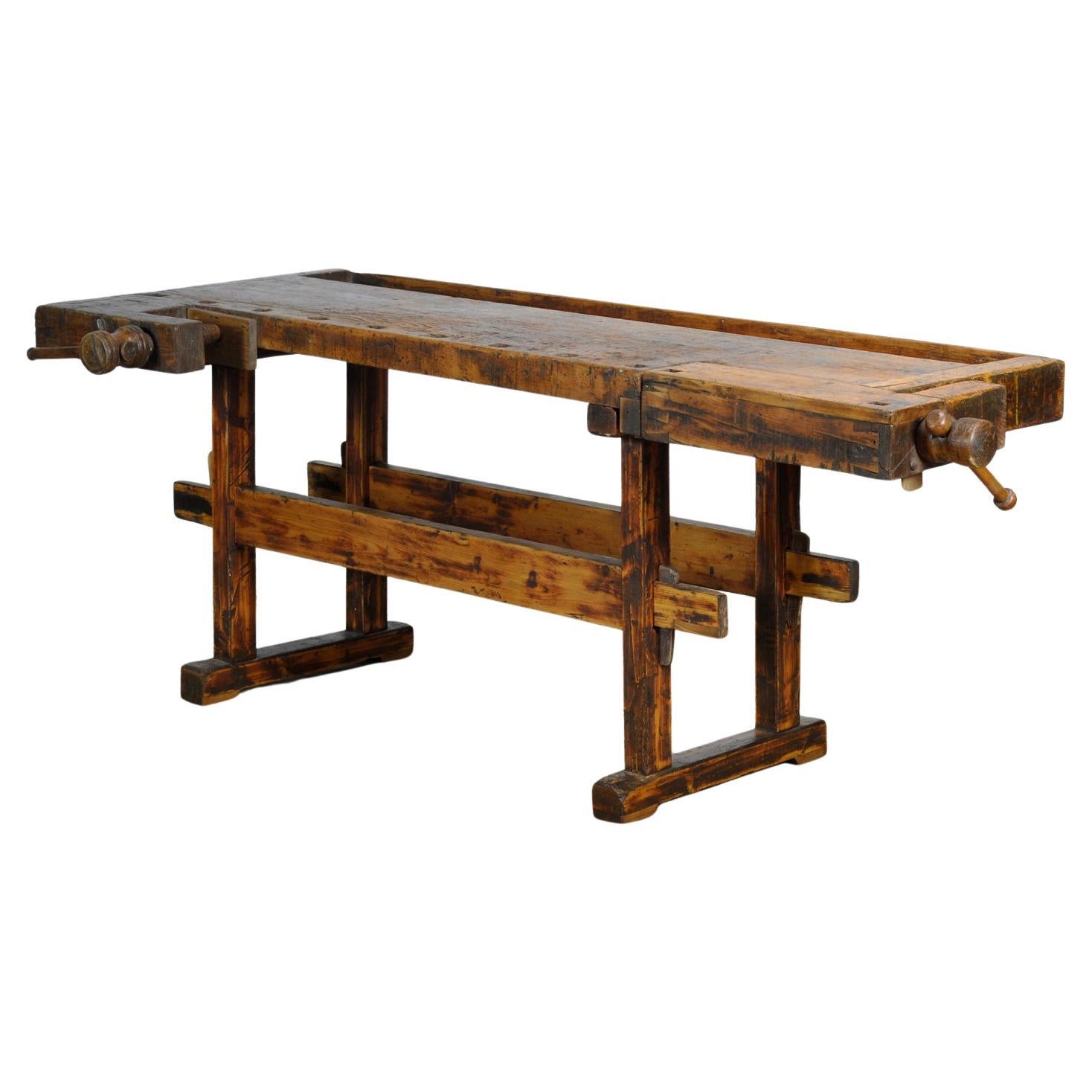 Établi de charpentier en chêne et en pin, vers 1900