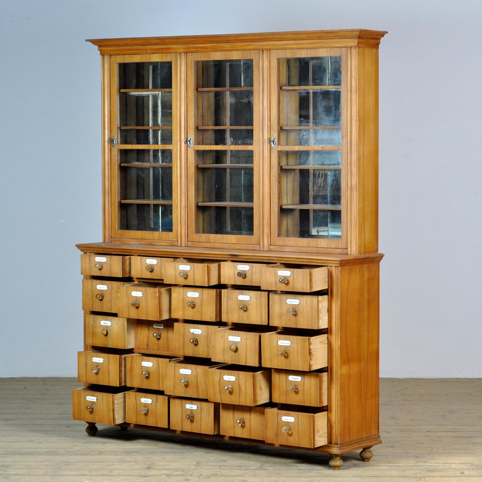 German Oak And Pine Pharmacy Cabinet, anno 1889 For Sale