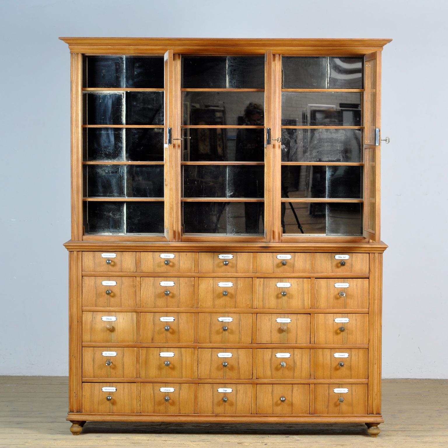 Late 19th Century Oak And Pine Pharmacy Cabinet, anno 1889 For Sale