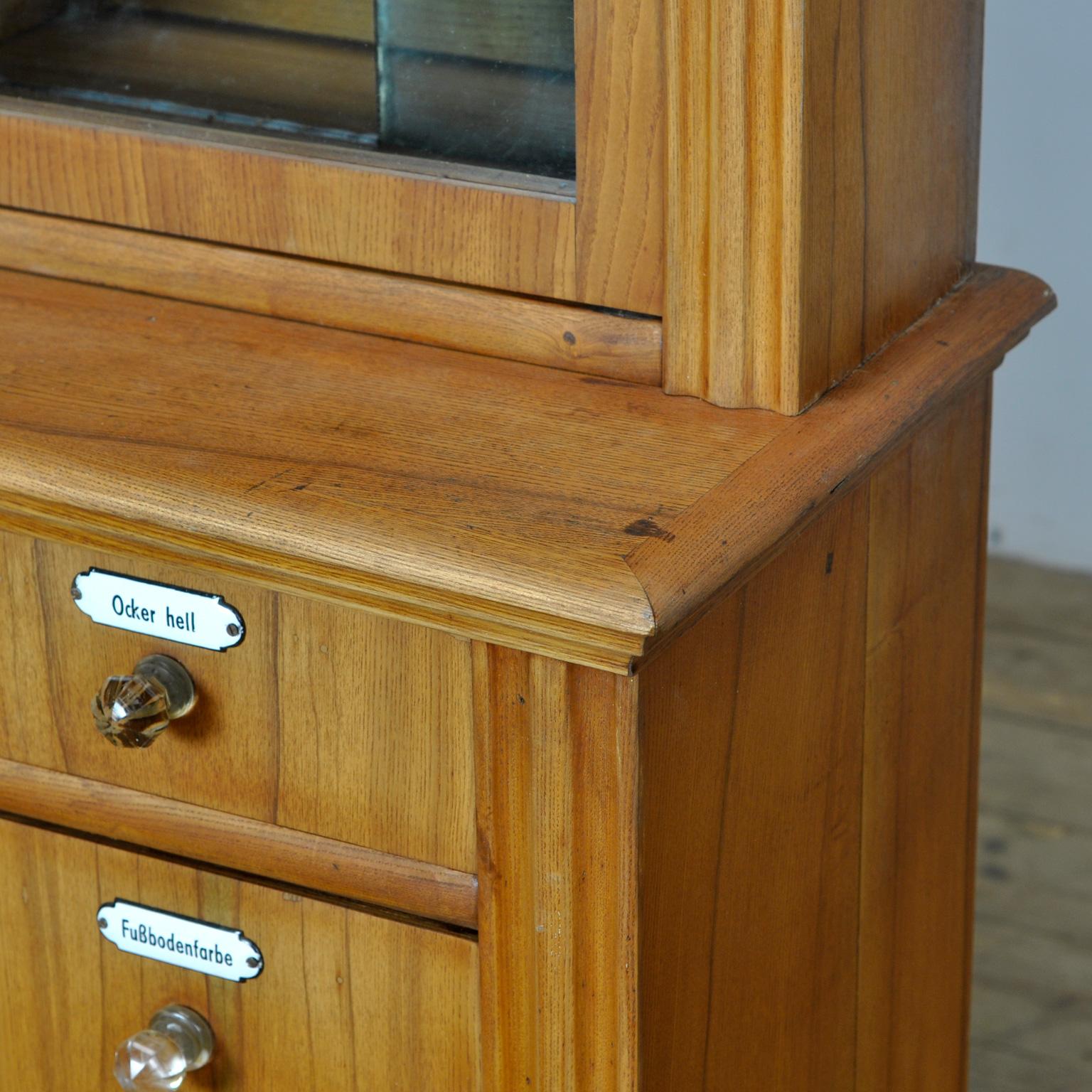 Oak And Pine Pharmacy Cabinet, anno 1889 For Sale 1