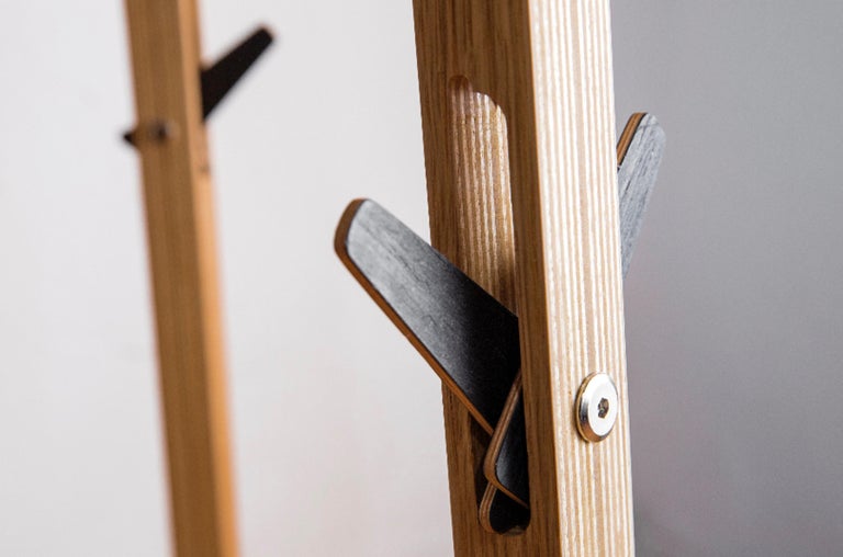 Oak and Plywood Mexican Coat Rack by Obiect For Sale at 1stDibs