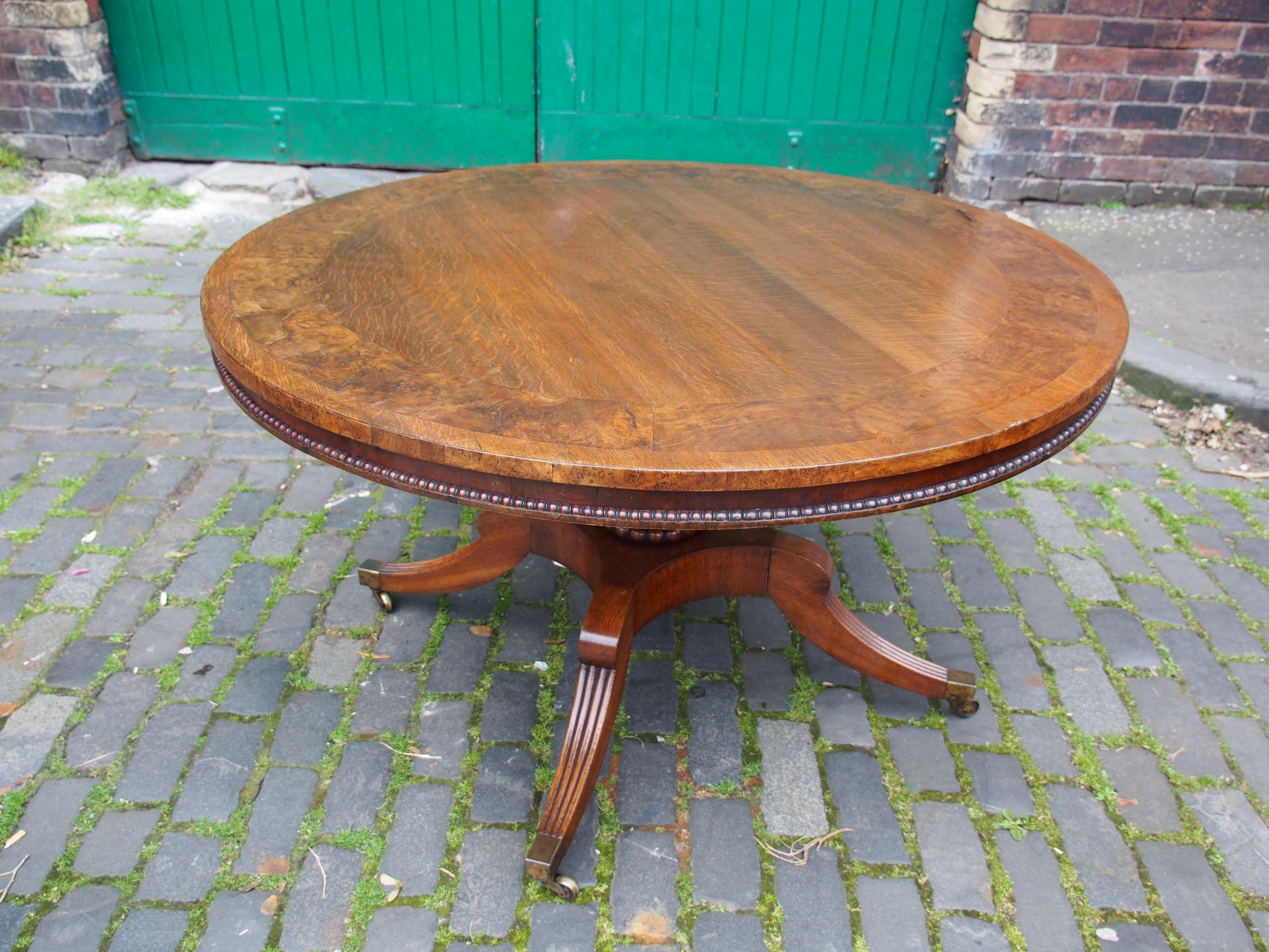 19th Century Oak and Pollard Oak Breakfast Table by William Trotter For Sale