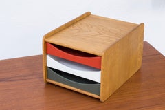 Oak and Polychrome "Öresund" Desk Organizer by Børge Mogensen, Karl Andersson