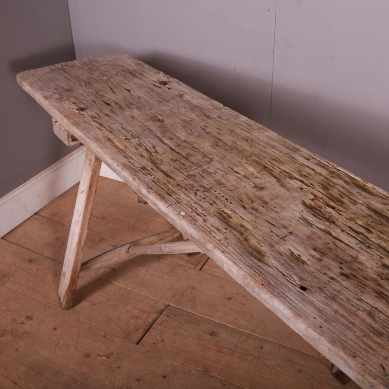 19th Century Oak and Poplar Trestle Table For Sale