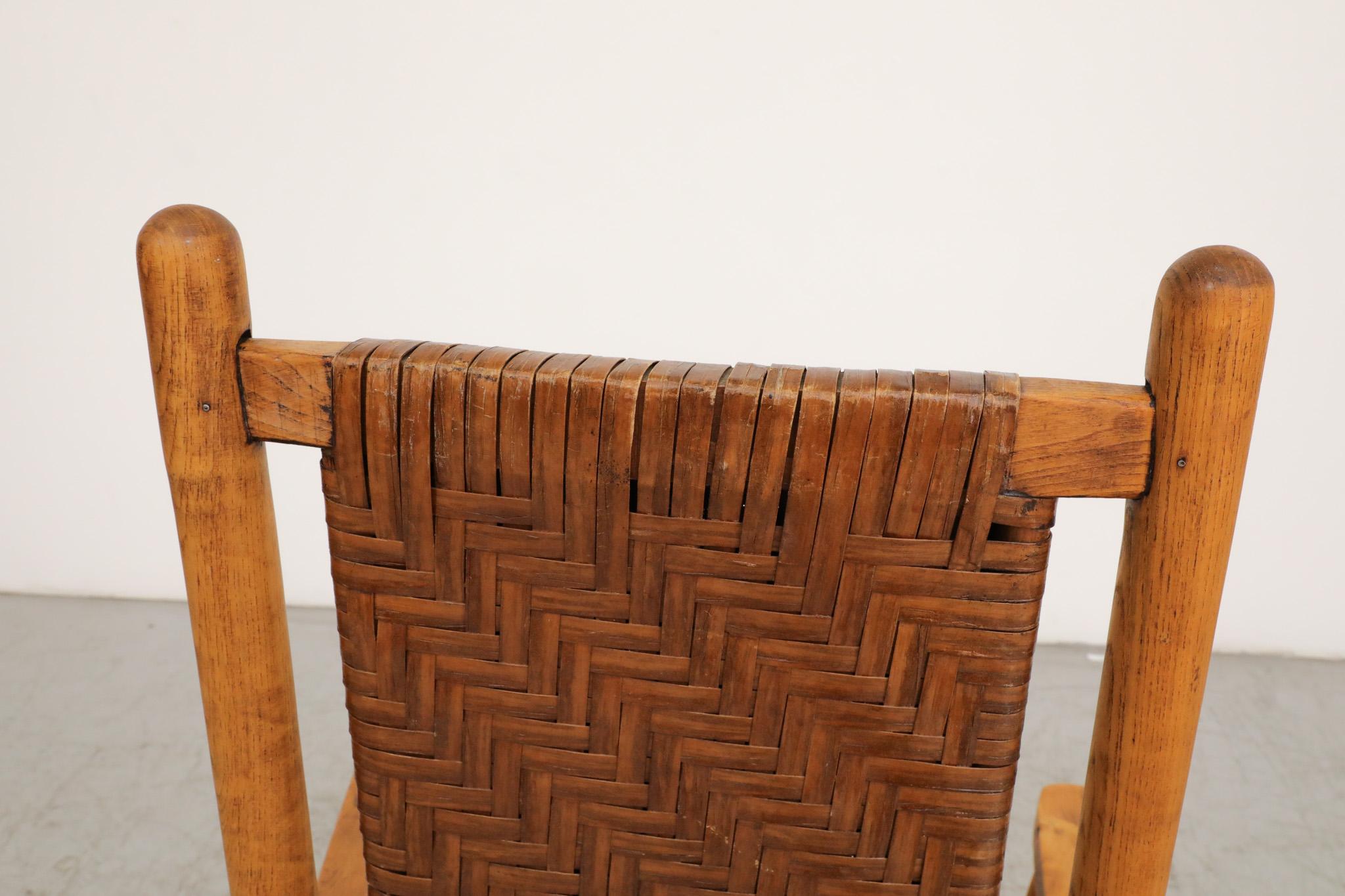 Oak and Rattan High back Throne Chair For Sale 4