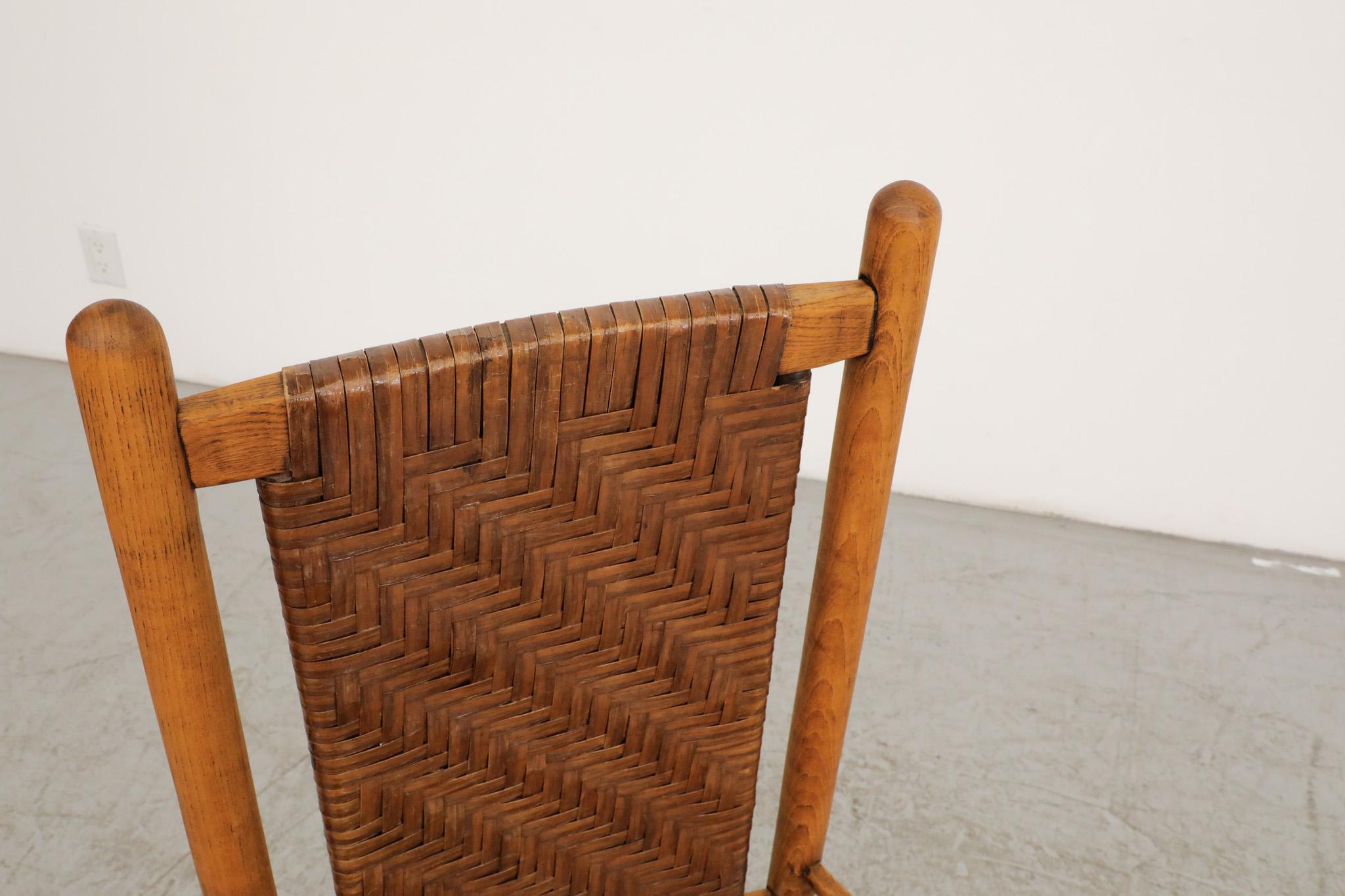 Oak and Rattan High back Throne Chair For Sale 2
