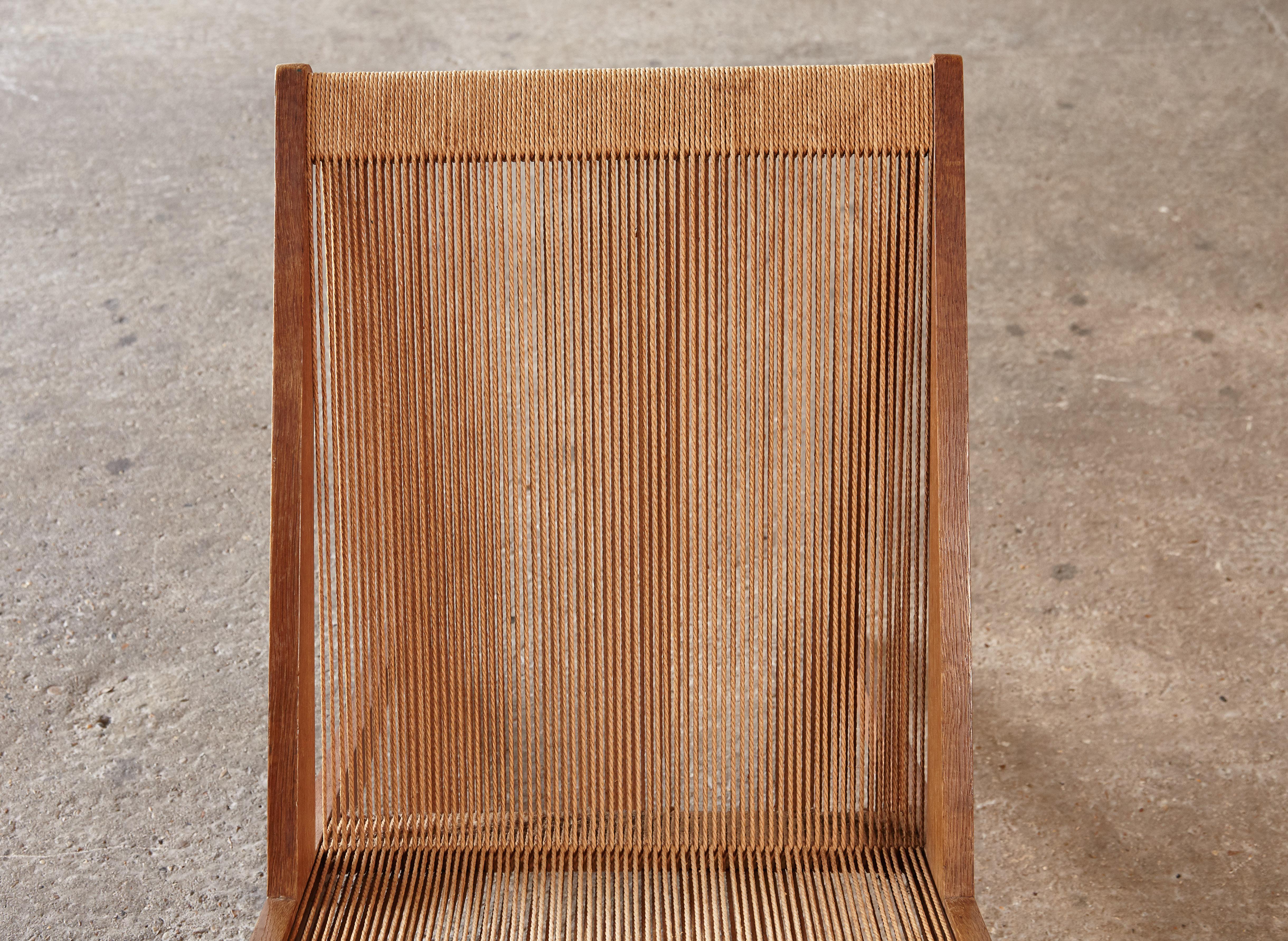 Oak and Rope Chair Attributed to Poul Kjaerholm & Jørgen Høj, Denmark, 1950s 4