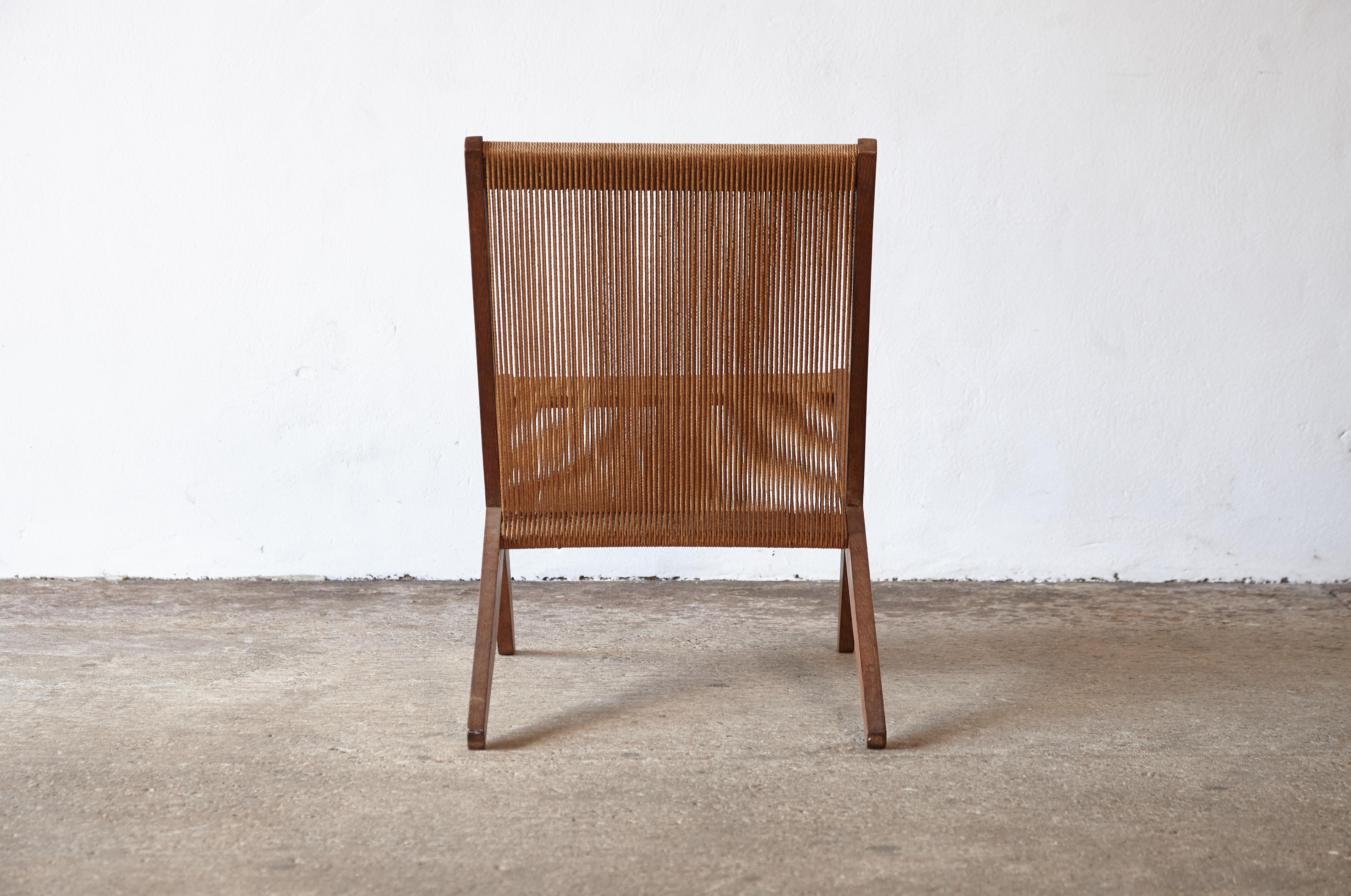 Oak and Rope Chair Attributed to Poul Kjaerholm & Jørgen Høj, Denmark, 1950s 8