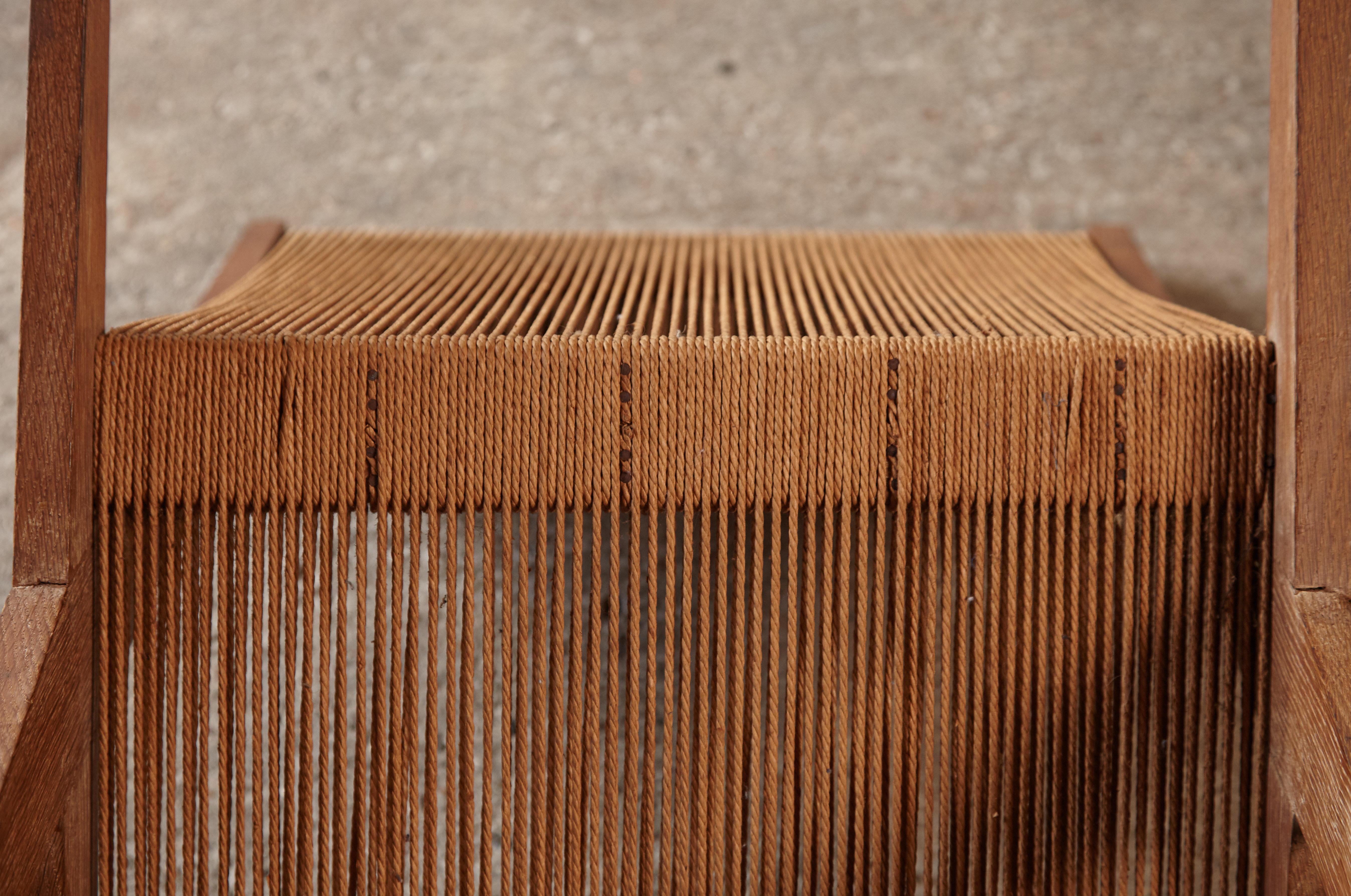 Oak and Rope Chair Attributed to Poul Kjaerholm & Jørgen Høj, Denmark, 1950s 9