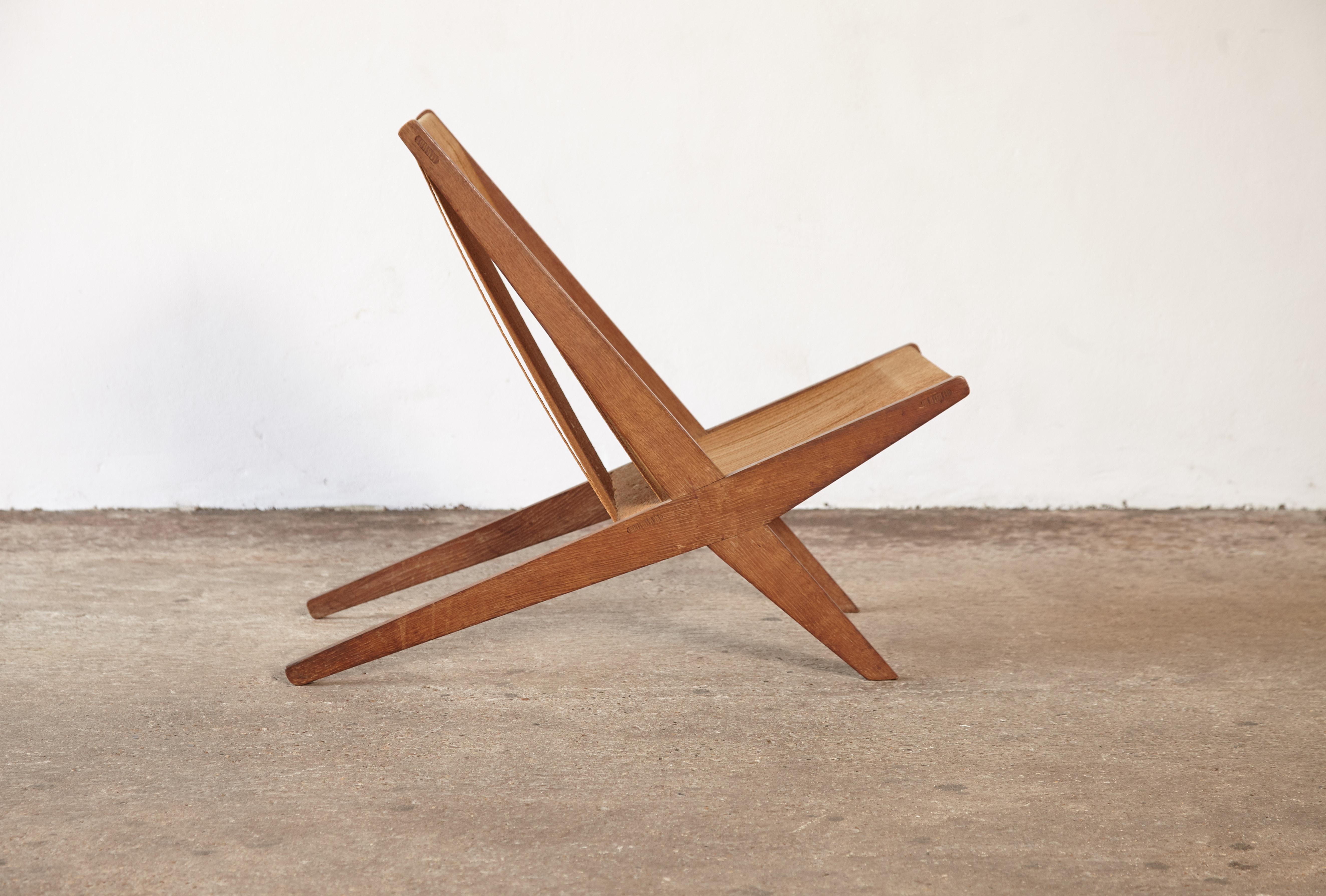 Danish Oak and Rope Chair Attributed to Poul Kjaerholm & Jørgen Høj, Denmark, 1950s