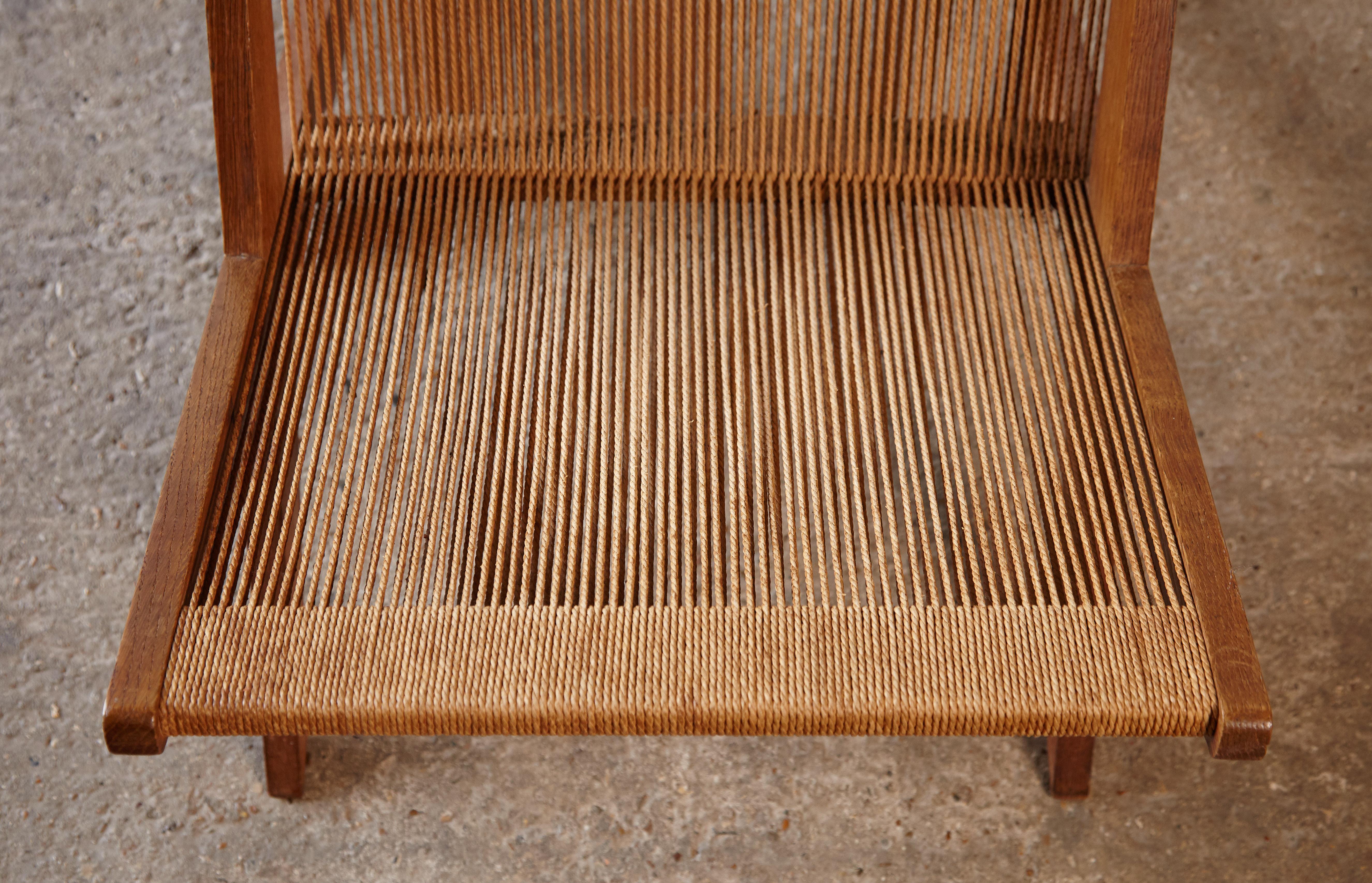 Oak and Rope Chair Attributed to Poul Kjaerholm & Jørgen Høj, Denmark, 1950s 2