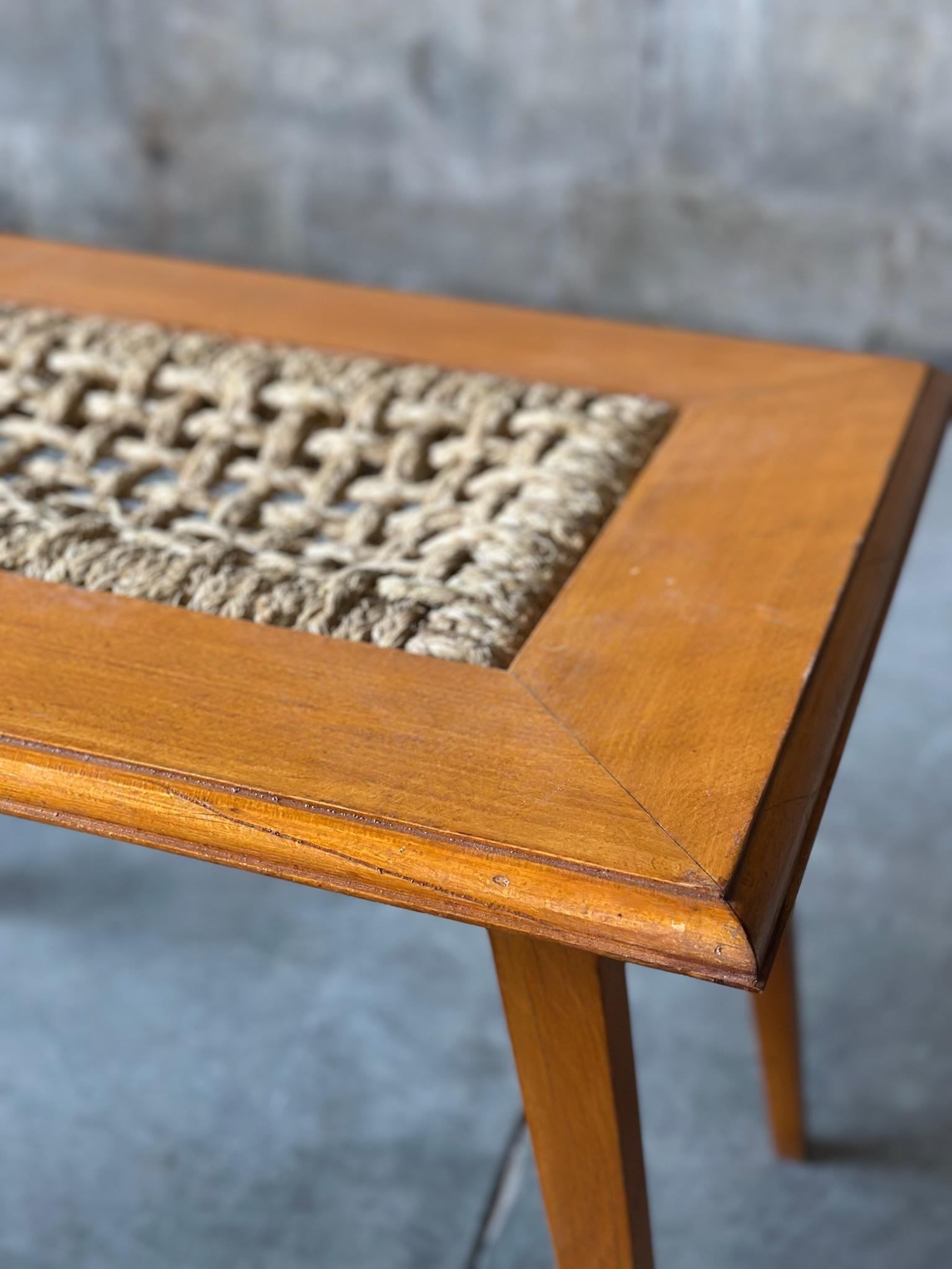 Français Oak and Rope Table by Adrien Audoux and Frida Minet en vente