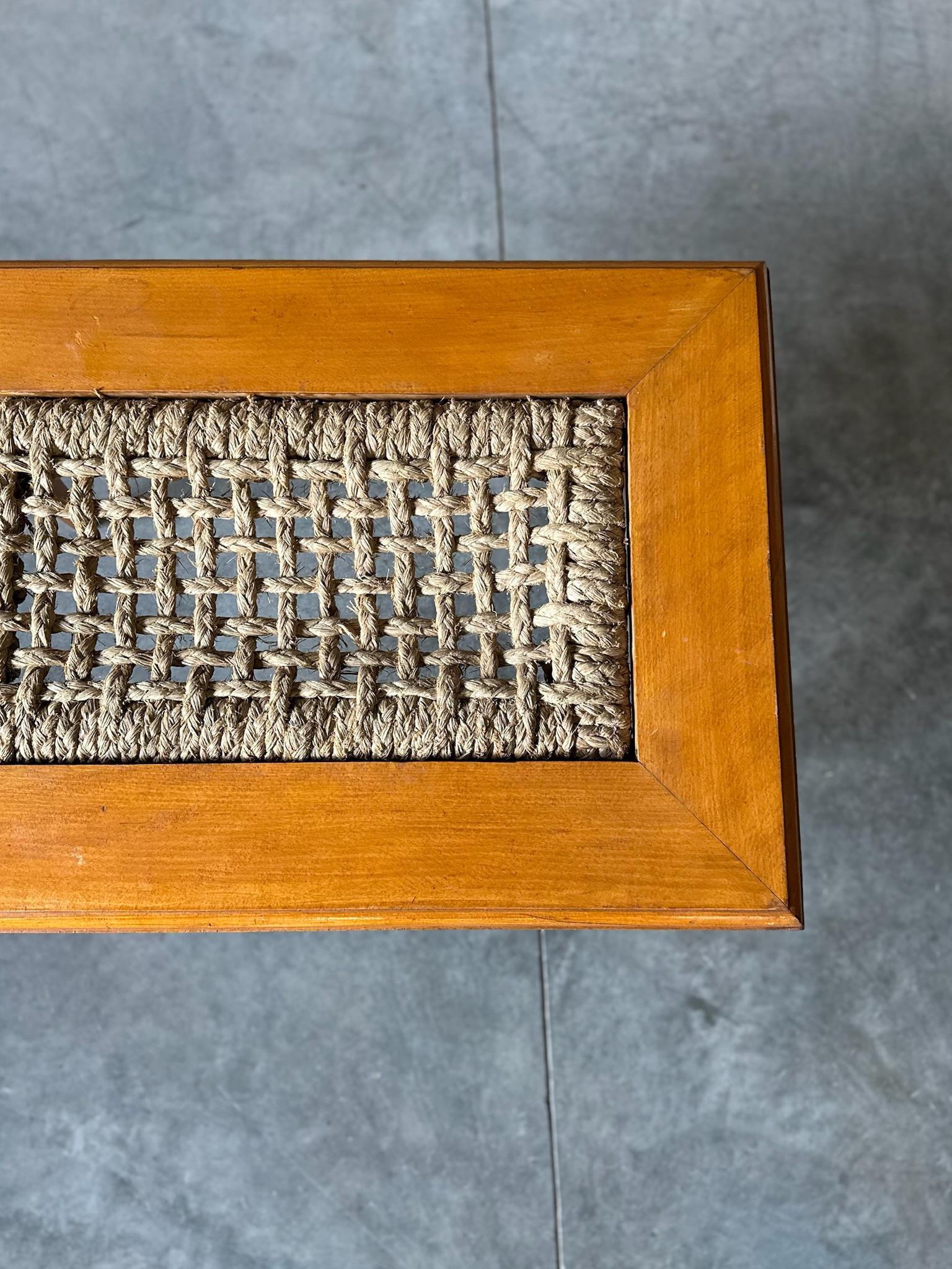 Milieu du XXe siècle Oak and Rope Table by Adrien Audoux and Frida Minet en vente
