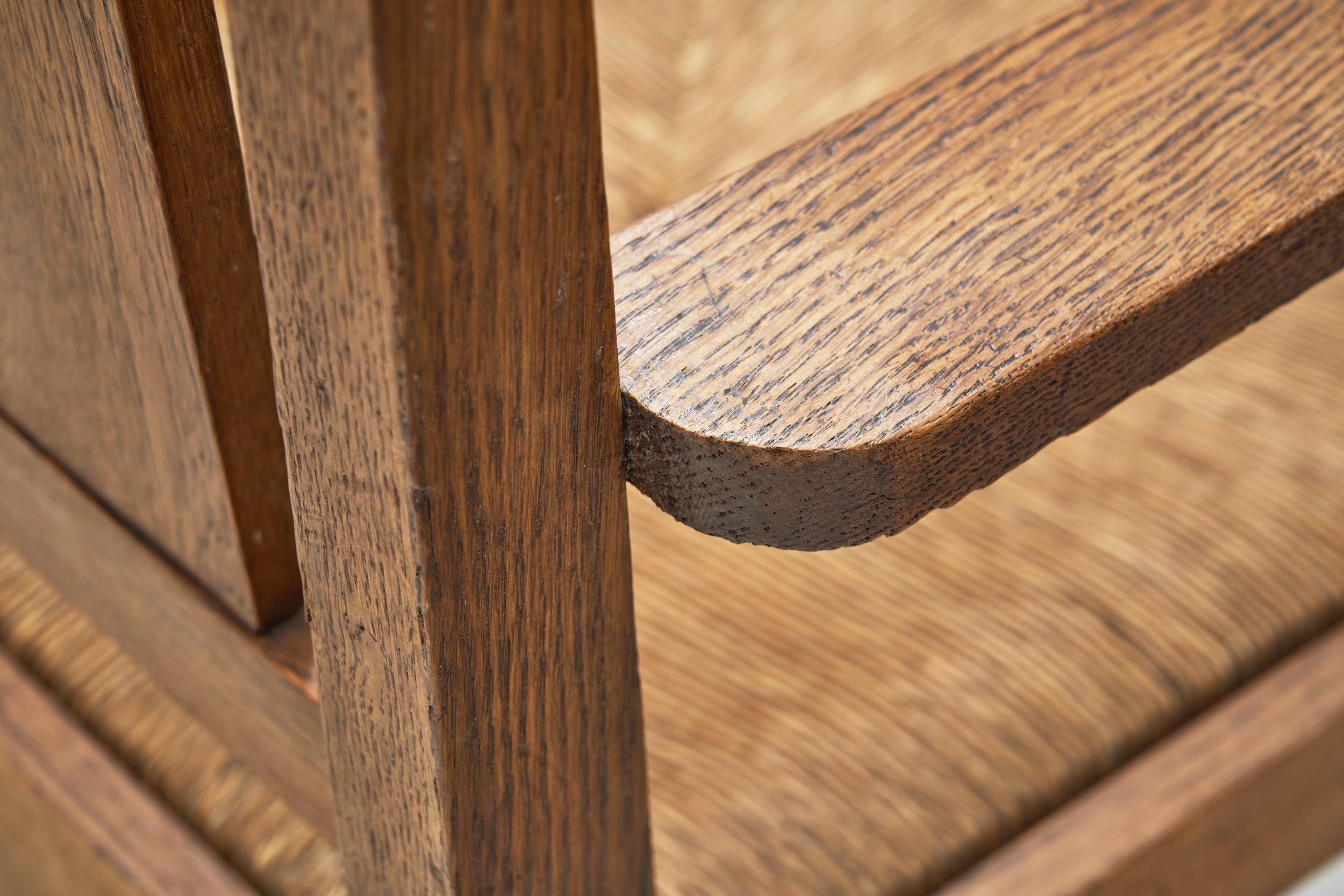 Oak and Rush Armchair by LOV, Netherlands ca 1920s For Sale 6