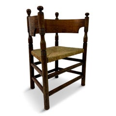 Fauteuil en Oak Oak et Rush avec dossier rond